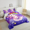 thumbnail image 3 of Manfei Cartoon Kawaii Axolotl Bedding Comforter Set,Purple Glitter Print Twin Comforter Sets,Galaxy Stars Fantasy Bedding Set For Girls Teens,Ultra Soft Home Decor Reversible,2pcs, 3 of 8