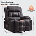 thumbnail image 3 of UHOMEPRO Swivel Recliner Chair for Adults, 360° Manual Swivel Rocker with Vibration Massage, Lumbar Heat, Leather Nursery Glider with Cup Holders and USB Port, Living Room and Bedroom, Brown, 3 of 9