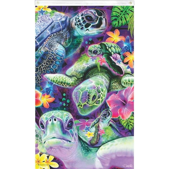 Sea Turtles by Sheena Pike Blacklight Reactive Fly Flag 3' x 5'