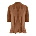 thumbnail image 5 of Cardigan Sweaters Ladies 3/4 Sleeve Cardigan Solid Ruffled Sleeve Short Small Coat Fall Cardigan Khaki XXL, 5 of 5