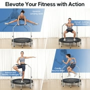 BCAN 48 Foldable Trampoline, Fitness Rebounder with Adjustable Foam Handle, Exercise Trampoline for Adults/kids Indoor/Garden Workout Max Load 440lbs