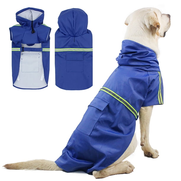 Chubasquero para perro con bolsillo en la capucha, impermeable, reflectante, ajustable, imp Irfora Azul,4X-grande
