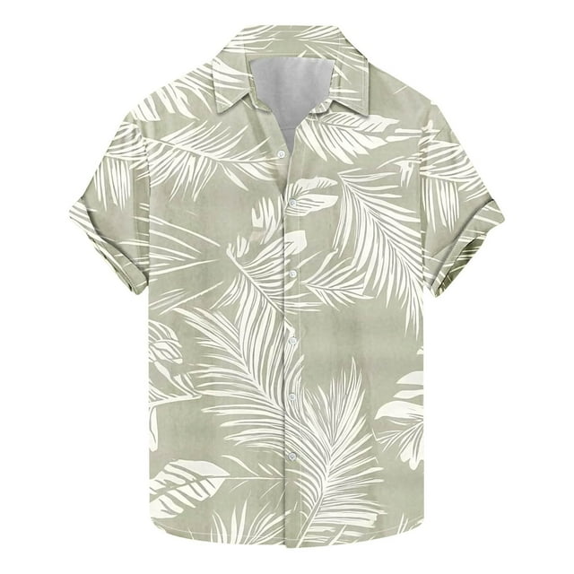 Camisas de Manga Larga para Hombres Moda Casual Floral Estampado Hawaiano Solapa Botón Superior, Ligero para Primavera Verano