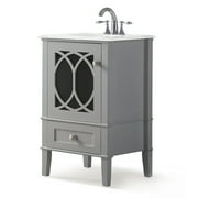 Brooklyn + Max Denning 20 inch Contemporary Bath Vanity in Warm Grey with White Engineered Marble Top
