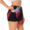 thumbnail image 1 of Balery Closeup Red Flamingo Portrait Pantalones cortos deportivos para mujer con forro y dos bolsillos, elásticos, para entrenamiento, gimnasio, yoga-Small, 1 of 7