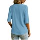thumbnail image 5 of Neewe Womens Plain V Neck Button Dressy Casual Summer Short Sleeve Button Down Shirts Business Work Tops, 5 of 6