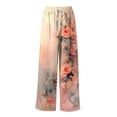 thumbnail image 6 of Dress Pants Women Petite High Waisted Wide Leg Summer Beach Vacation Pants Boho Lounge Casual Palazzo Trousers, 6 of 7