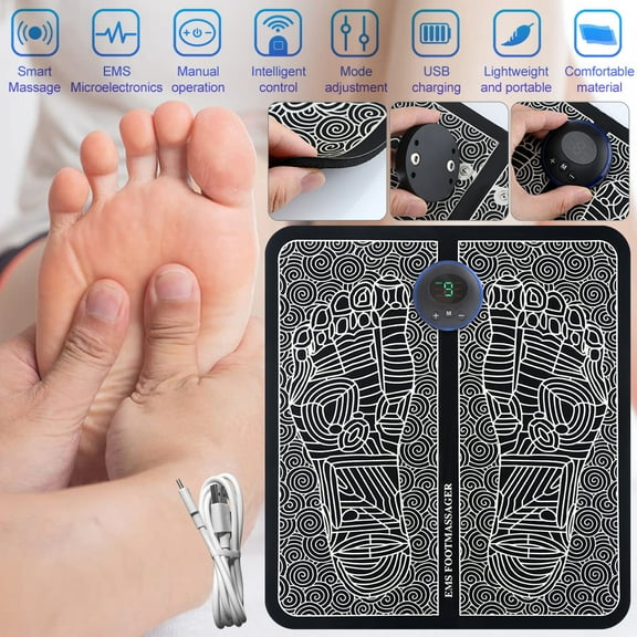 EMS Foot Massager for Circulation and Neuropathy,8 Modes 19 levels Adjustable Intensity Foot Massager Mat Pad for Pain Relief,Blood Circulation Improve