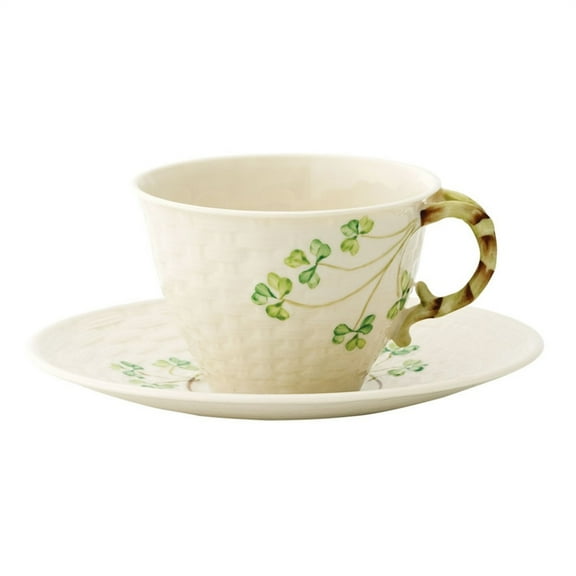 Belleek Shamrock Cup and Saucer Set