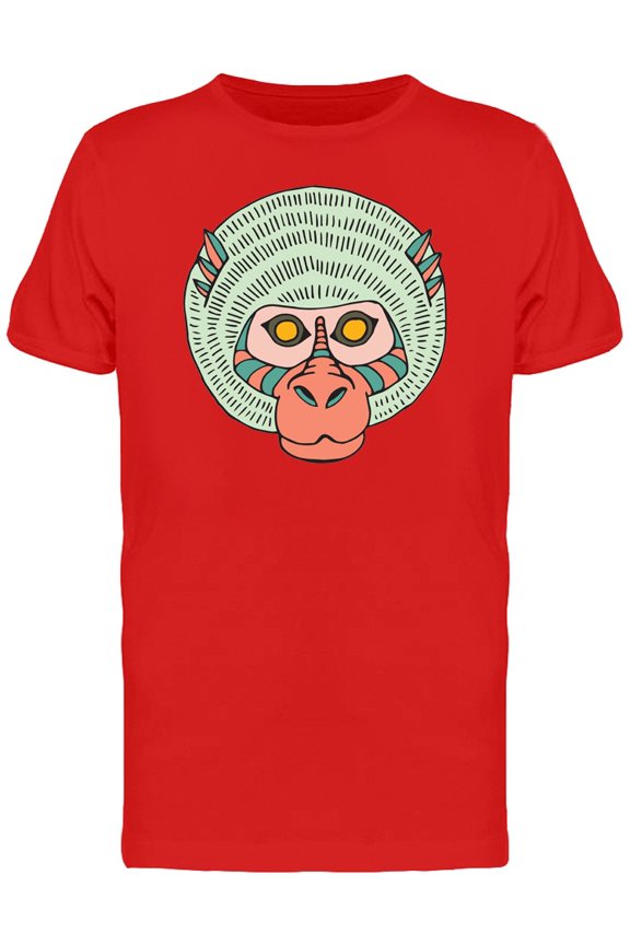 Yellow Eyed Monkey Tribal Art T-Shirt Men -Image by Shutterstock, Male Small