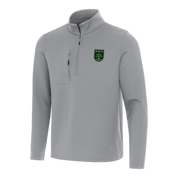 Men's Antigua Gray Austin FC Insider Quarter-Zip Jacket