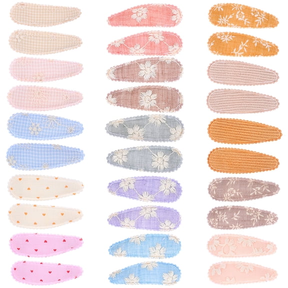 OFFIGAM 30 Pcs Decorative Fabric Hair Clips Snap Style Assorted Colors Hair Accessories for Women and Girls Daily Use