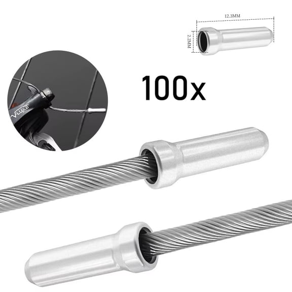 100x Bike Brake Cable Shifter End Cap Silver Wire Crimp Mountain/Road Aluminum