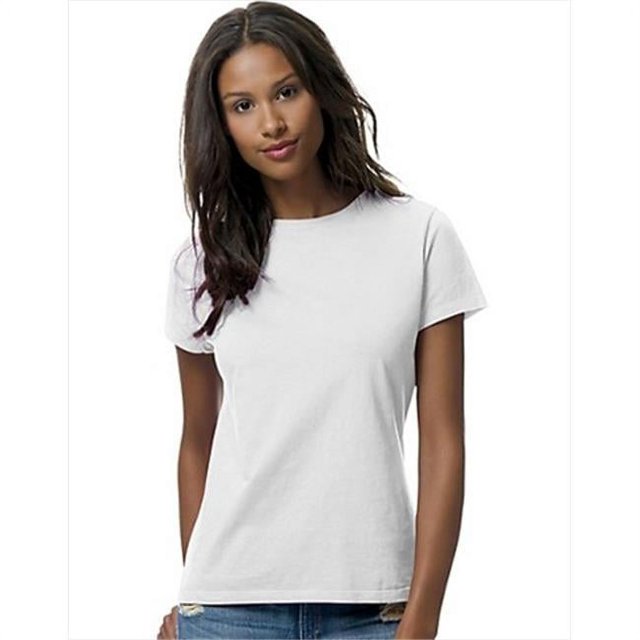 Hanes SL04 Womens Nano-T T-Shirt Size Large, White