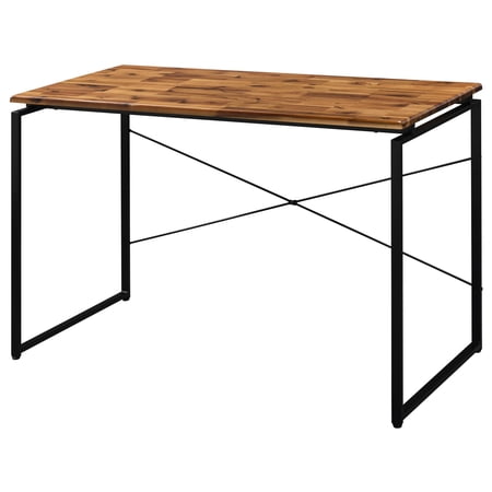 Industrial-chic Work Table: Rectangular Wood Top And Metal Sled Support Functional Workspace Desk: Wooden Platform