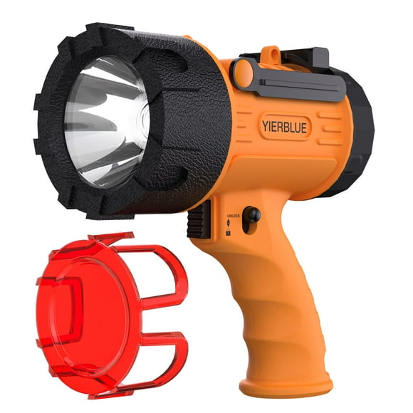 YIERBLUE Projecteur Rechargeable, Projecteur Rechargeable à Main 18W Lampe de Poche Étanche, Super Lumineux 100000 Lumens LED, 10000mAh 20h Ultra-Longue Veille, Projecteur Idéal pour la Navigation, le Camping
