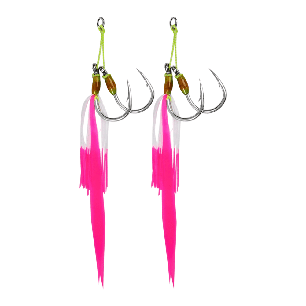 GRIMPEX Stainless Steel Jigging Hooks with Silicone Skirt Saltwater Resistant 1/0#(2