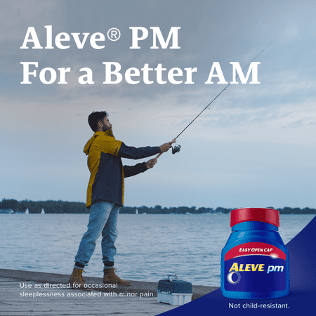 Aleve PM Naproxen Sodium Pain Reliever & Sleep Aid , Easy Open Caplets, 80 Count
