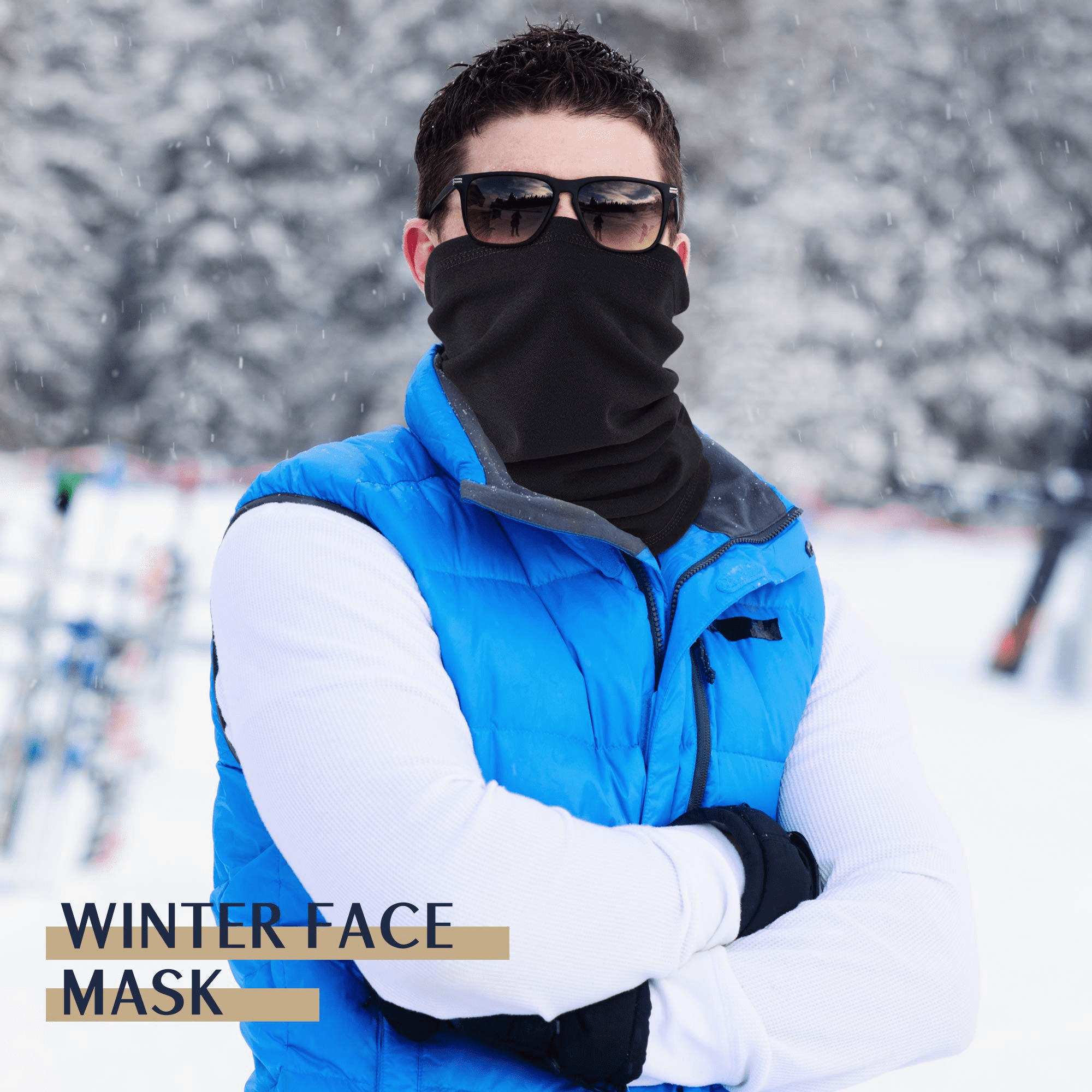 2 Pack Ski Mask Neck Gaiter Face Cover for Men Women Cold Weather Scarf Unisex Black