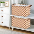 thumbnail image 2 of Yayeee Foldable Storage Basket for Shelves Waterproof Cloth Bins with Handles, Rusty Orange Plaid, 2 of 7