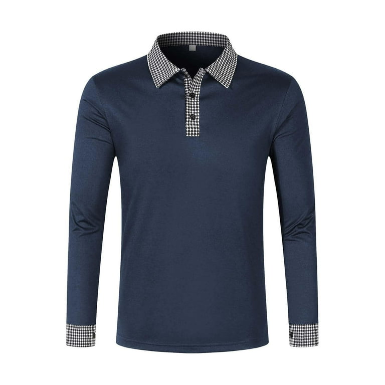 contrast collar full sleeve polo t shirts with collar