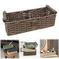 thumbnail image 2 of 1 Pc Round Paper Rope Storage Basket Wicker Baskets for Organizing with Handle Decorative Storage Bins for Countertop Toilet Paper Basket for Toilet Tank Top Small Baskets, 13.78"x5.91"x3.94", Brown, 2 of 9
