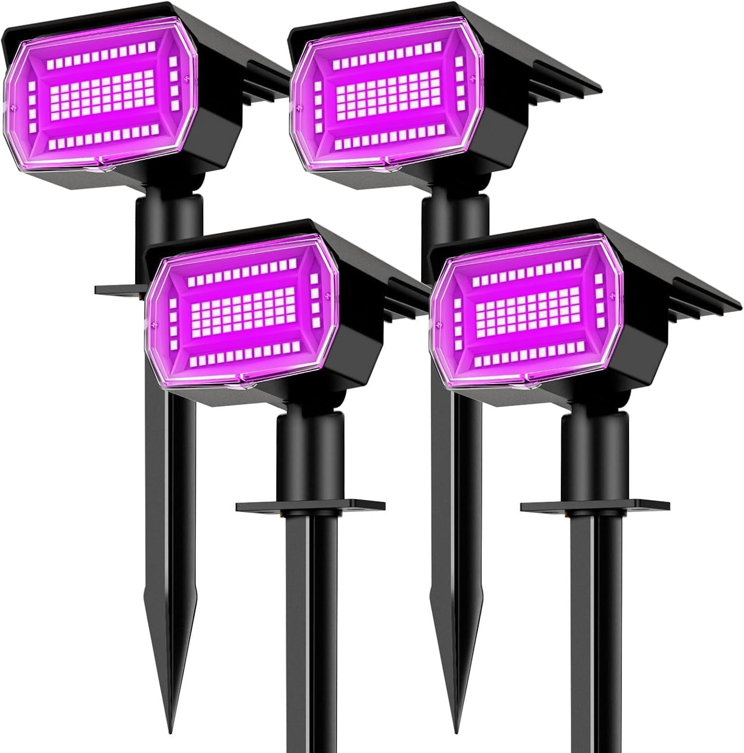 HOVMAP Solar Lights Outdoor 72 LEDs Solar Spot Lights 1500mAh Battery 3 Modes IP67 Waterproof ABS 4 Pack for Garden Yard Pathway, 4Pc Purple light