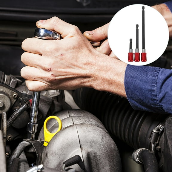 FONDOTIN 1Set Red Metal Extension Rod Screwdriver Bit Holder for Household Maintenance