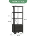 thumbnail image 2 of GAOMON Bookcases, Brown, 4-Tier Industrial Bookshelf with 2 Drawers, Metal Frame Wood Storage Rack, X-Structure Back, Standing Organizer for Living Room, Bedroom, Office, 2 of 7