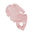 thumbnail image 3 of WSEVYPO 2Pcs Newborn Baby Boys Girls Long Sleeve Striped Cotton Romper Bodysuit, 3 of 6