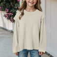 thumbnail image 2 of JUMESG Girls Long Sleeve Shirts Casual Ruffle Trim Crewneck Blouse Tops (Beige,12-18 Months), 2 of 4