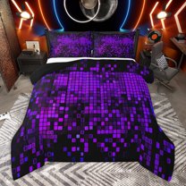 Manfei Futuristic Cubes 2pcs Bedding Comforter Set for Female Men,Black Green Plaid Twin Comforter Sets,Geometric Grid Breathable Bedding Set,Lightweight Room Decor,Reversible