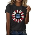 thumbnail image 2 of Htigea Independence Day T Shirt for Women Sunflower Graphic Crewneck Short Sleeve Shirts 4th of July Patriotic Tees Casual Loose Fit Summer Tops Black,L, 2 of 9