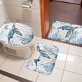 thumbnail image 4 of Coastal Sea Turtle Bath Mat 3 Piece Bathroom Rug Set, Summer Ocean Coral Conch Non Slip Bath Rug Contour Mat and Toilet Lid Cover, Absorbent Shower Mats Soft Bath Rugs and Mats Sets, 4 of 8