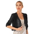 thumbnail image 3 of YUUMIN Cardigan Jacket for Women Chiffon Half Sleeve Shrug Bolero Evening Party Dress Accessory Black 4XL, 3 of 6