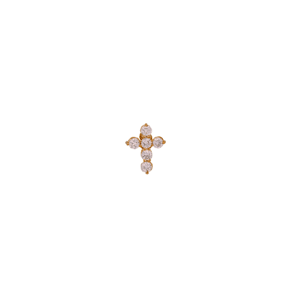 Exquisite 14k Yellow Gold Round Cross Pendant with Diamonds
