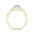thumbnail image 2 of ANGARA Natural Emerald-Cut 1.35 ct Aquamarine Split Shank Halo Ring in 14K Yellow Gold for Women (Size-8x6mm) | March Birthstone, Anniversary, Jewelry Gift for Women | Natural Aquamarine Ring, 2 of 10