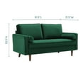 thumbnail image 3 of Modway Valour Modern Performance Velvet Loveseat in Green/Walnut, 3 of 8