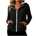 thumbnail image 3 of Jsaierl Women's Lightweight Hooded Zip Up Windbreaker Jacket with Elastic Cuffs and Drawstring Bottom Sporty Outdoor Top, 3 of 8
