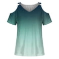 thumbnail image 4 of Fesfesfes Tshirts Women Tops Summer T-Shirt Cold Shoulder Sleeve Pullover Blouse Loose Comfy Tops V-Neck Printed Tops Women Short Sleeve Workout Tops 8(L), 4 of 4