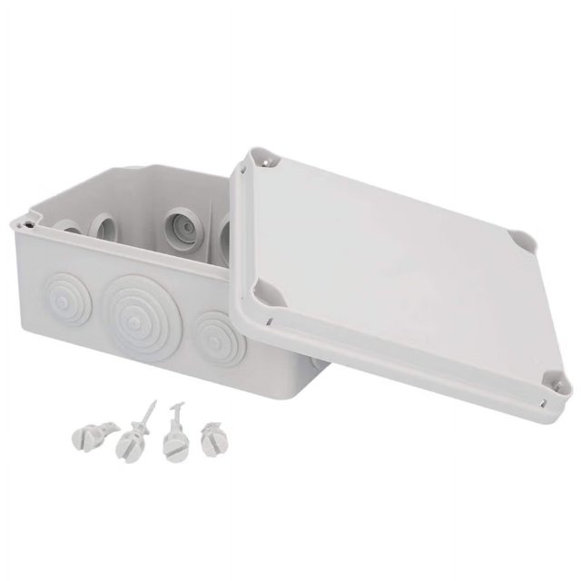 Caja de conexiones de superficie, caja de conexiones, caja de instalación, 150*110*70 mm, protección contra salpicaduras y polvo según IP 65, tapa atornillable JM