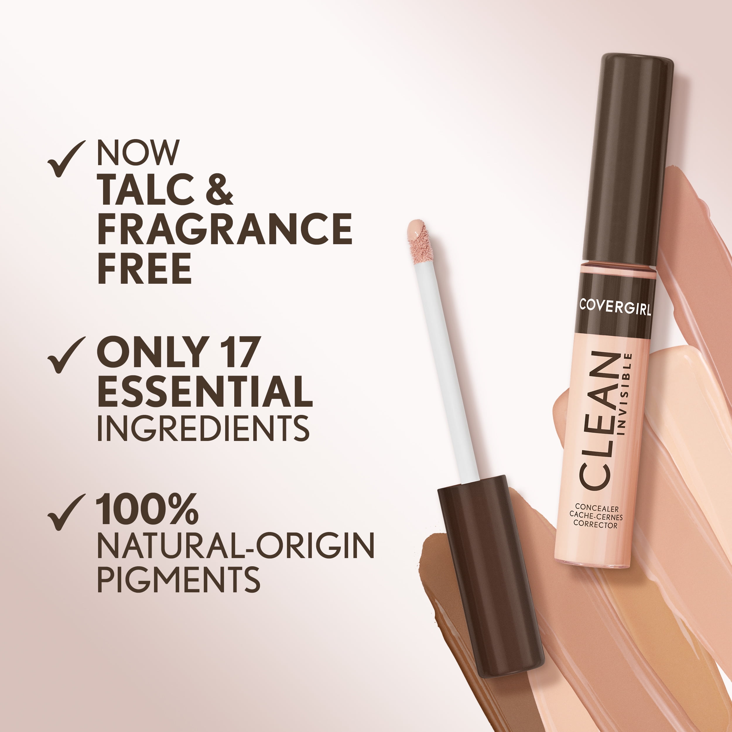 (2 pack) COVERGIRL Clean Invisible Liquid Concealer, 109 Golden Ivory, 0.23 fl oz