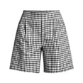 thumbnail image 6 of Karymi Shorts for Women High Waist Gingham Bermuda Shorts, Back Elastic Waist Wide Leg Plaid Casual Shorts with Side Pockets, Summer Beach Vacation Shorts Linen&nbsp;Pants&nbsp;Women, 6 of 6