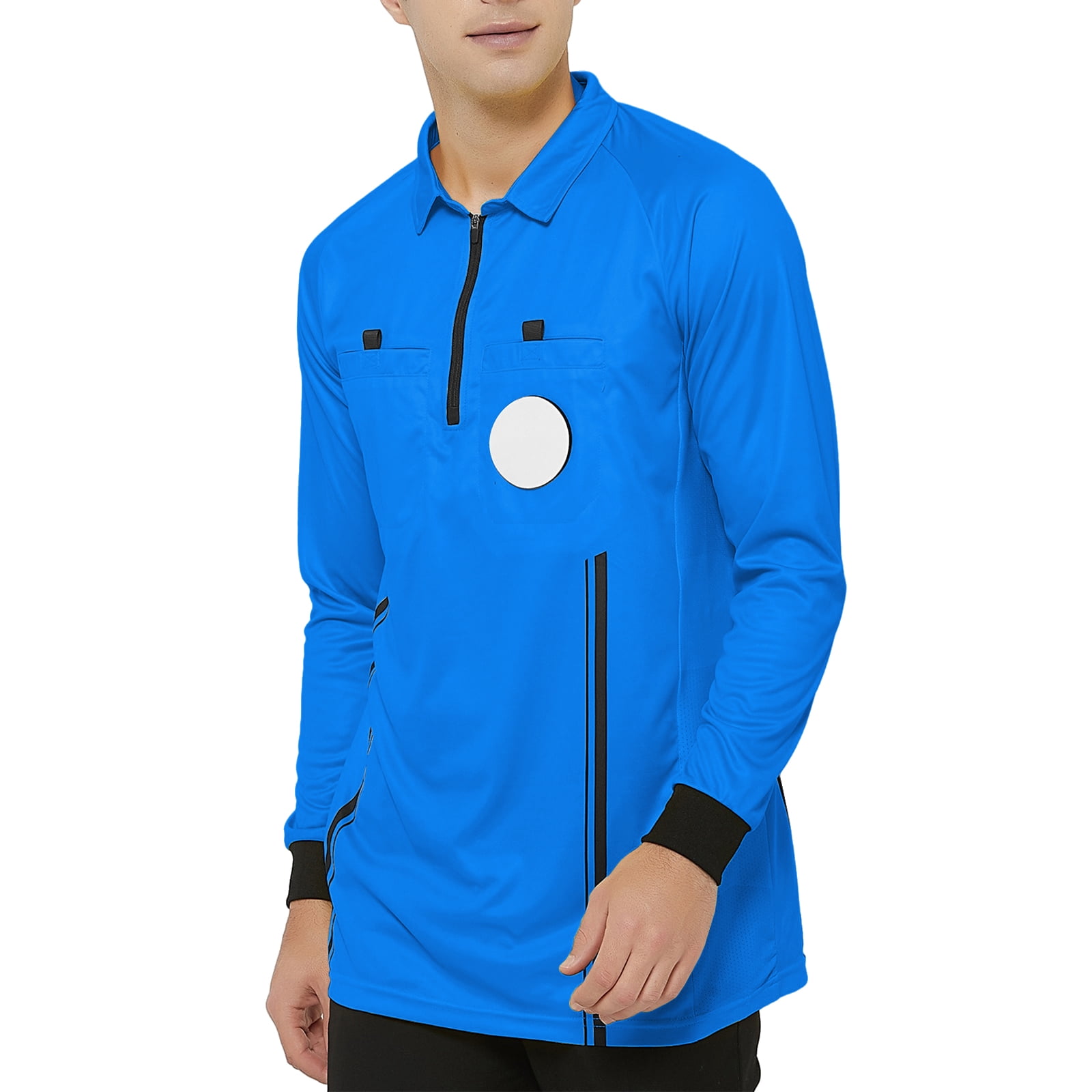 TOPTIE Men's Official Soccer Long Sleeve Referee Jersey USSF Pro Uniform-Blue-L