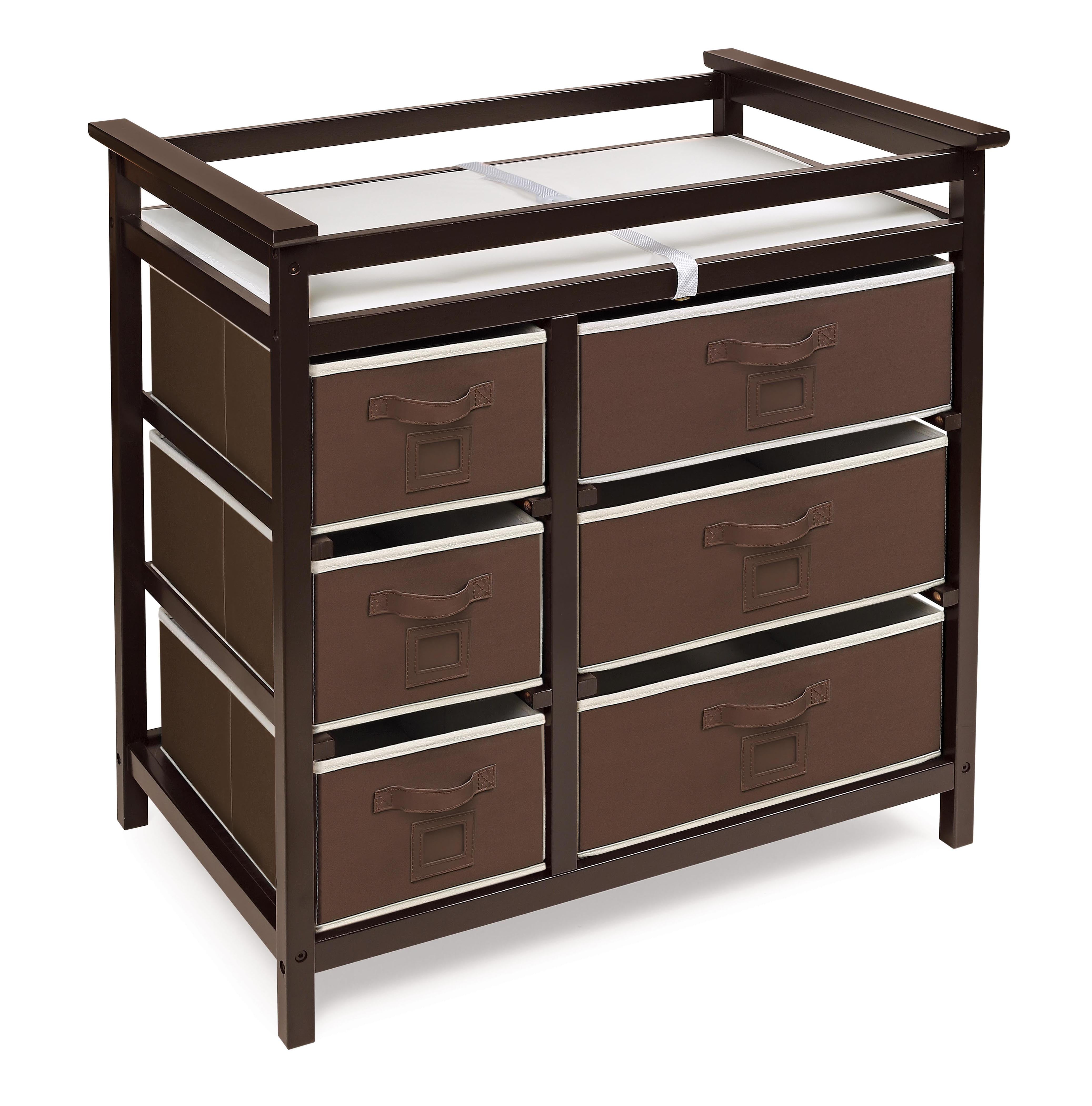 Badger Basket Modern Baby Changing Table with Six Baskets, Espresso