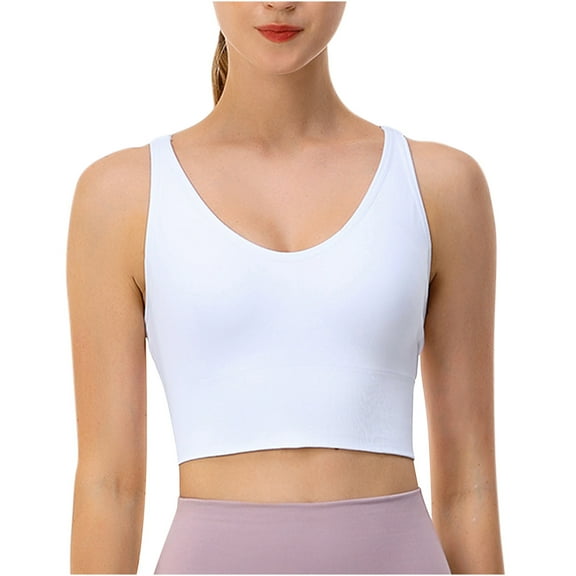 Kovlvoll Sports Bras for Women High Support V Neck Wirefree No Underwire Workout Crop Tank Tops Gym Yoga Underwear