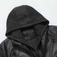 thumbnail image 6 of WIZUTIZ Men's Leather Jacket Solid Color Motorcycle Vintage Zipper Pocket Long Sleeve Hoodless PU Coat for Winter Casual Daily Outdoor Mens Fashion, 6 of 8