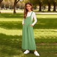 thumbnail image 4 of FYDUU Girls Overall Dress Sleeveless Spaghetti Straps Maxi Dresses Summer Loose Casual Sundress Solid Color Jumper Dress With Pockets 5-6 Years, 4 of 7
