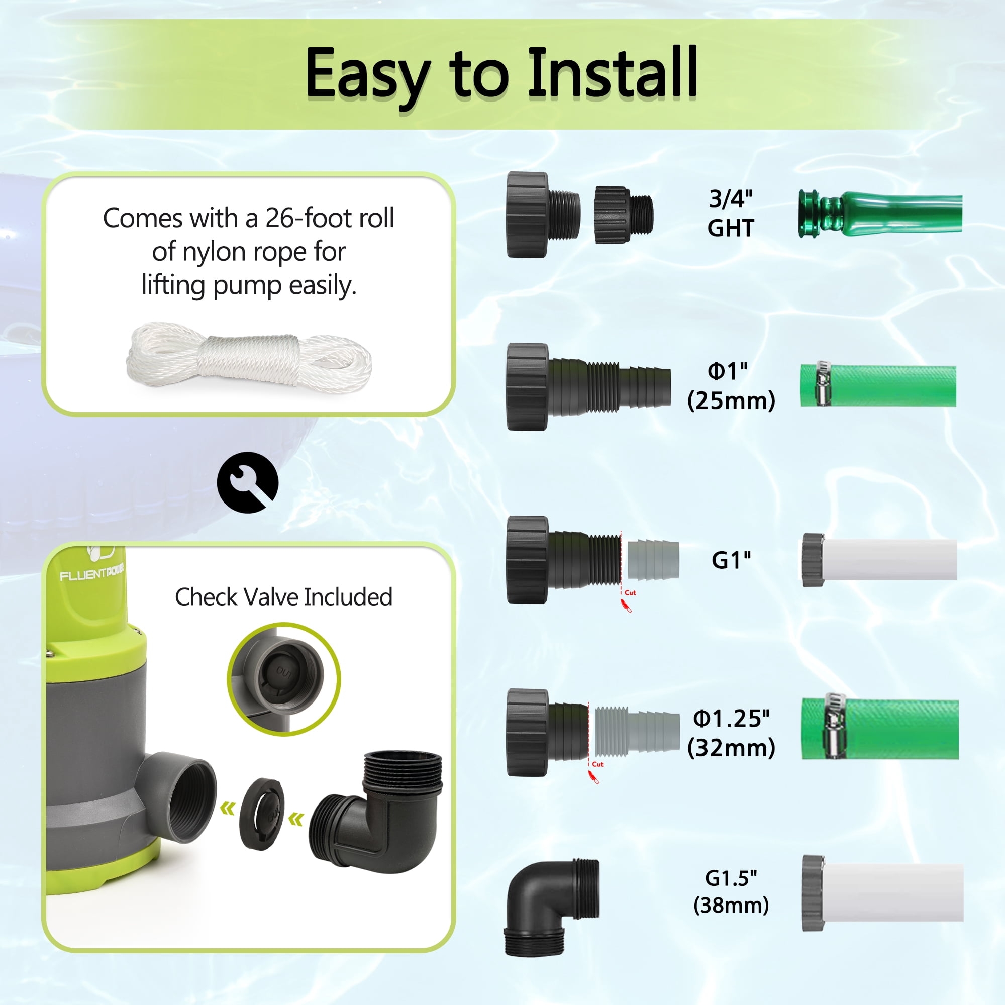 FLUENTPOWER 3/4HP 3500GPH Sump Submersible Pump, Manual Control Drain Water for Basement Flood Garden Pool Pond Tub