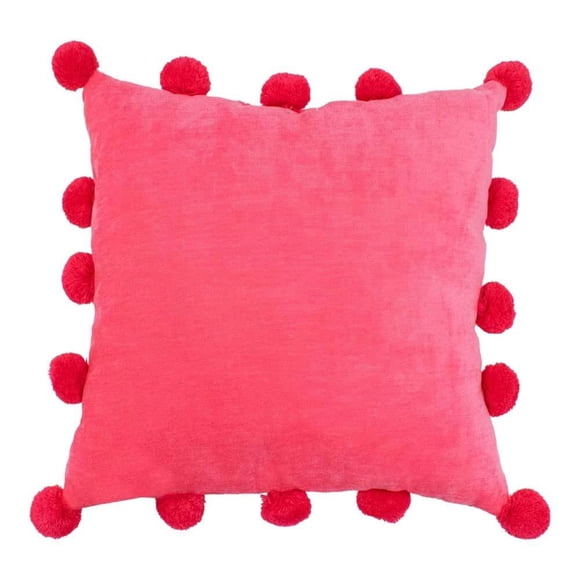 Cojín Decorativo Home Trends Cuadrado Pompones Rosa
